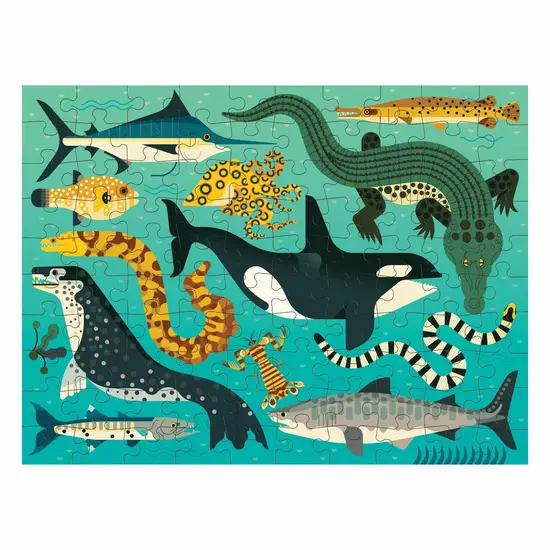 Mudpuppy Mudpuppy | Doppelseitiges Puzzle Land & Meer Raubtiere 100 Teile