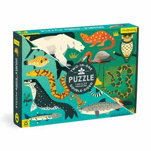 Mudpuppy | Dubbelzijdige Puzzel Land & Zee Roofdieren 100 Stuks