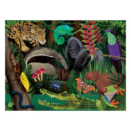Mudpuppy Mudpuppy | Double-Sided Puzzle Rainforest Top & Bottom 100 Pieces