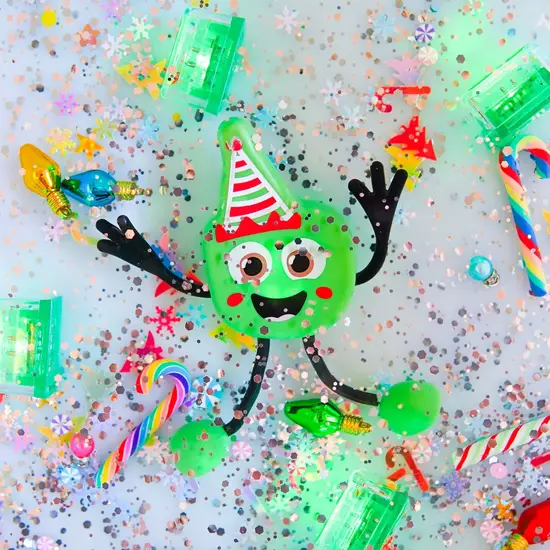 Glo Pals Glo Pals | Bath Toys Light Up Cubes Christmas Pal Limited Edition 1 Figure + 2 Cubes Green +36M