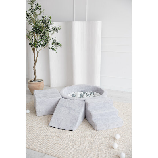 Moje Moje | 3 éléments + piscine à balles - Teddy Gris 90x30 cm + 200 Ballen