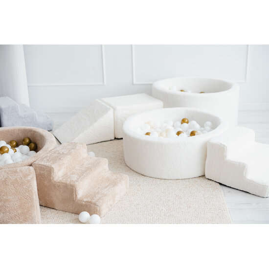 Moje Moje | 3 Elementen + Ballenbad - Teddy White 90x30 cm + 200 Ballen