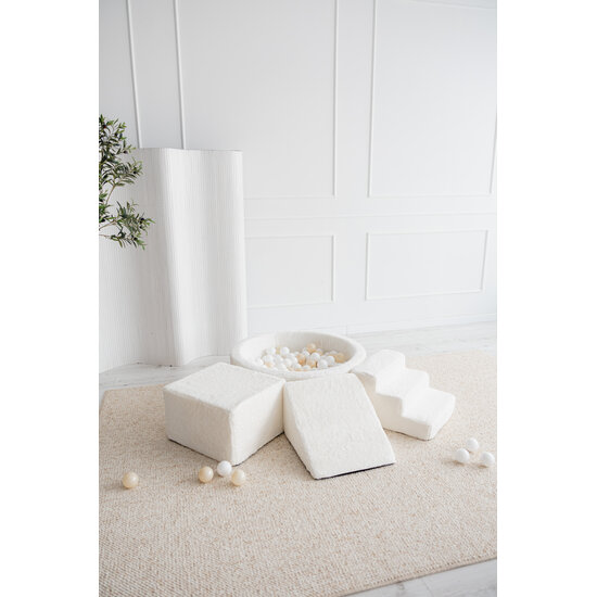 Moje Moje | 3 Elements + Ball Pool - Teddy White 90x30 cm + 200 Balls