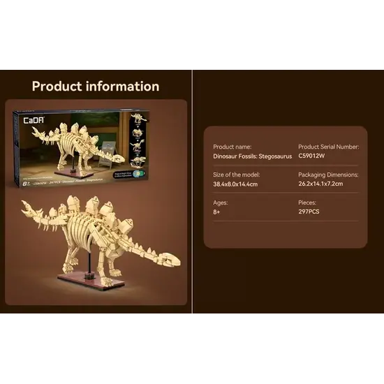 CaDA CaDA | Creative Series - Dinosaur Fossils Stegosaurus 297 pièces