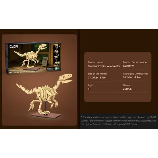 CaDA CaDA | Creative Series - Dinosaur Fossils Velociraptor 256 Stuks