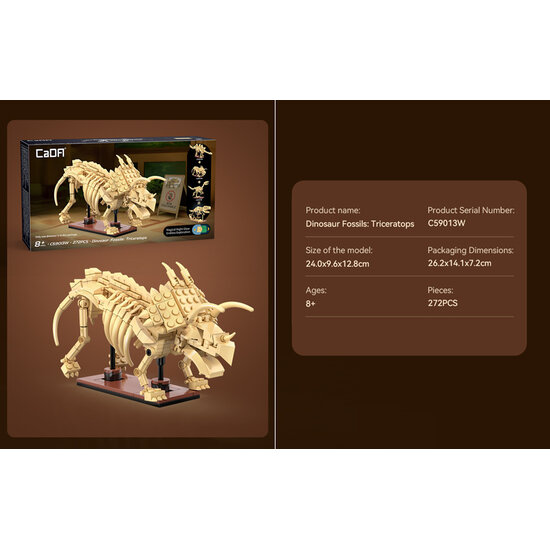 CaDA CaDA | Creative Series - Dinosaur Fossils Triceratops 272 pieces