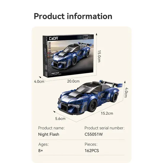 CaDA CaDA | 1:32 Car Series - Night Flash 162 Pieces Scale 1:32