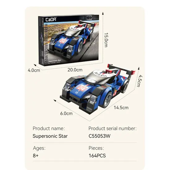 CaDA CaDA | 1:32 Car Series - Supersonic Star 164 Teile Maßstab 1:32