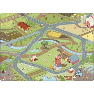 Mats & Joy | Spielteppich Bauernhof Straße Fleece 130 x 180 cm