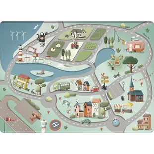 Mats & Joy | Spielteppich Roadtrip Grau Fleece 130 x 180 cm