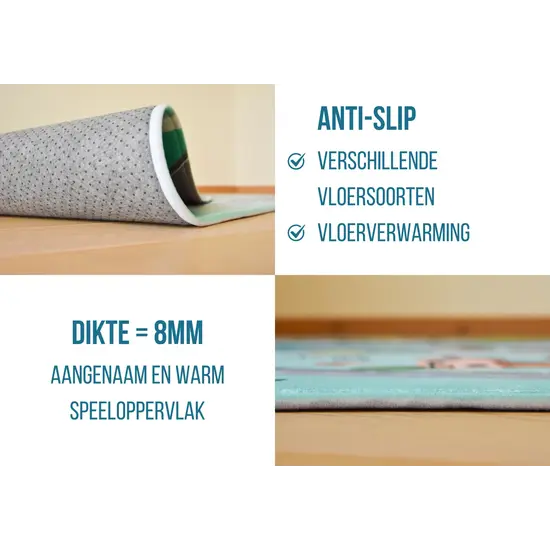 Mats & Joy Mats & Joy | Speeltapijt Roadtrip Grijs Fleece 130x180cm