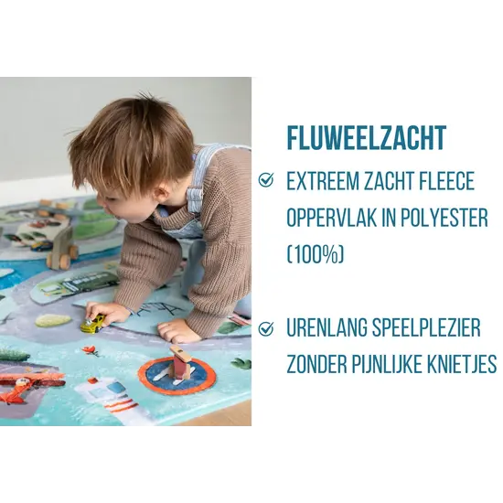 Mats & Joy Mats & Joy | Spielteppich Roadtrip Grau Fleece 130 x 180 cm