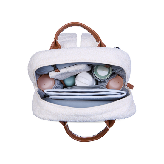 Childwood - Childhome Childhome | Sac à langer Family Club Sac à dos Signature Teddy Écru