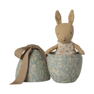 Maileg | Œuf de Pâques avec micro lapin, petit - Bleu poussiéreux