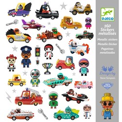 Djeco | 160 autocollants métalliques Le monde de Crazy Motors