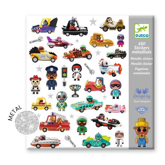 Djeco Djeco | 160 Metallic Stickers The World of Crazy Motors