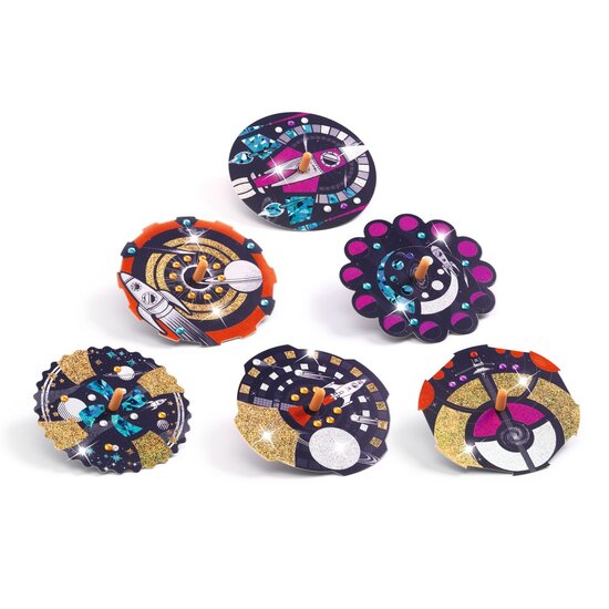 Djeco Djeco | Do It Yourself 2 Spinning Tops and 12 Discs to Metallise Hypnotising Cosmos