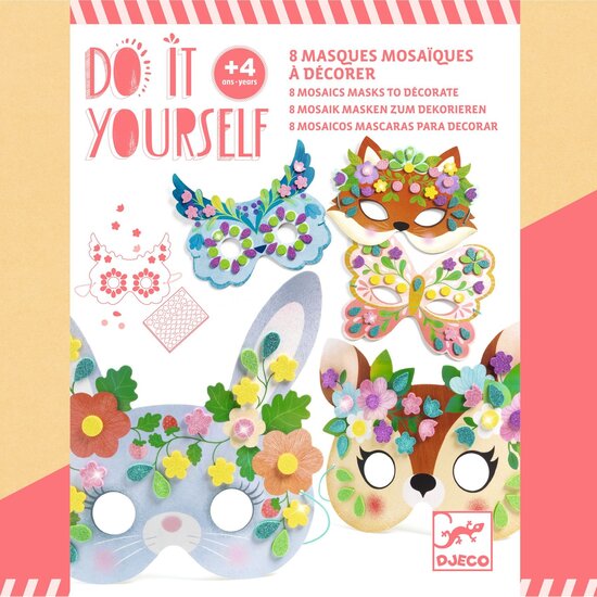 Djeco Djeco | Do It Yourself 8 Mosaikmasken zum Verzieren Waldtiere