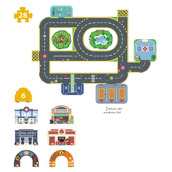 Djeco Djeco | Crazy Motors Puzzl'Up Riese Stadt 34 Teile