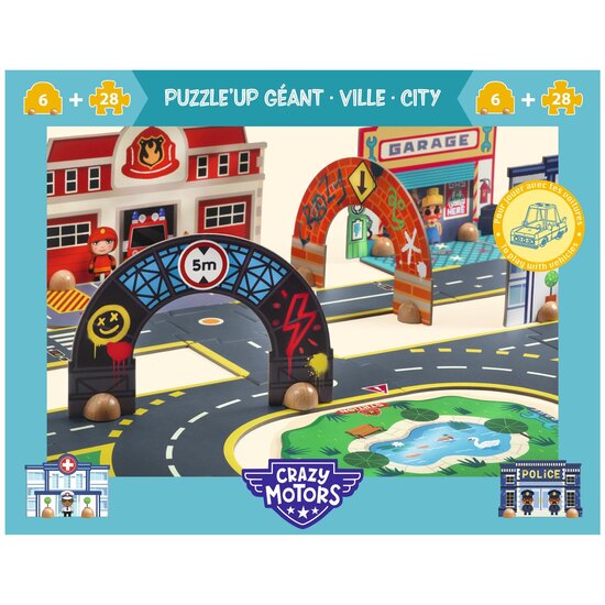 Djeco Djeco | Crazy Motors Puzzl'Up Géant Ville 34 pièces