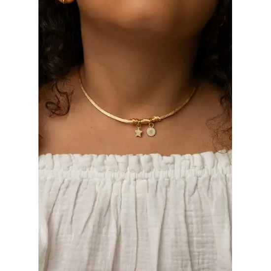 Mrs Ertha Mrs Ertha | Make My Necklace Soft Peach Two Hoops 2 Charms