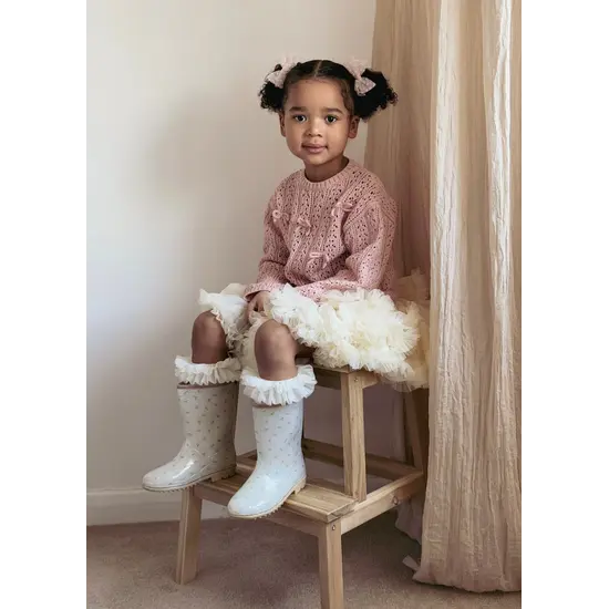 Mrs Ertha Mrs Ertha | Bottes de pluie Wellies à paillettes et boutons de fleurs