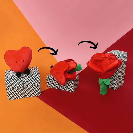 Les Déglingos | Flipetz - Pink and white Heart/Flower plush toy