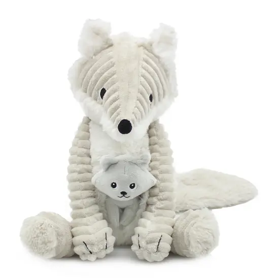 Les Déglingos | Les Ptipotos - Peluche Frimou renard arctique gris mère et son bébé