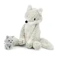 Les Déglingos | Les Ptipotos - Frimou grey arctic fox soft toy mother and her baby