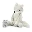 Les Déglingos | Les Ptipotos - Peluche Frimou renard arctique gris mère et son bébé