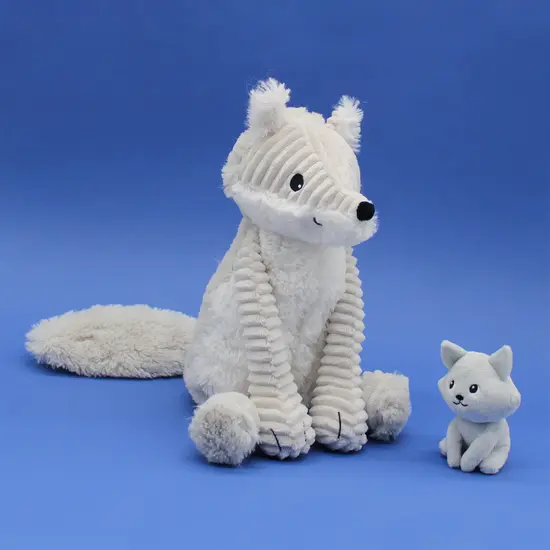 Les Déglingos | Les Ptipotos - Pluche Knuffel Frimou Grijze Poolvos Moeder En Haar Baby