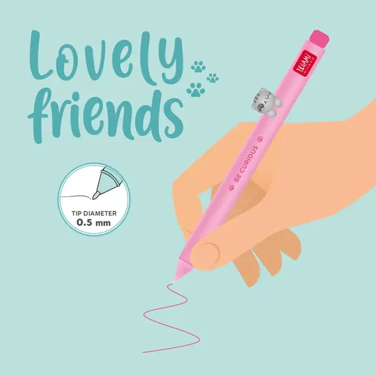Legami Legami | Gelpen Met  "Be Curious" Kitty Animal Decoration - Lovely Friends