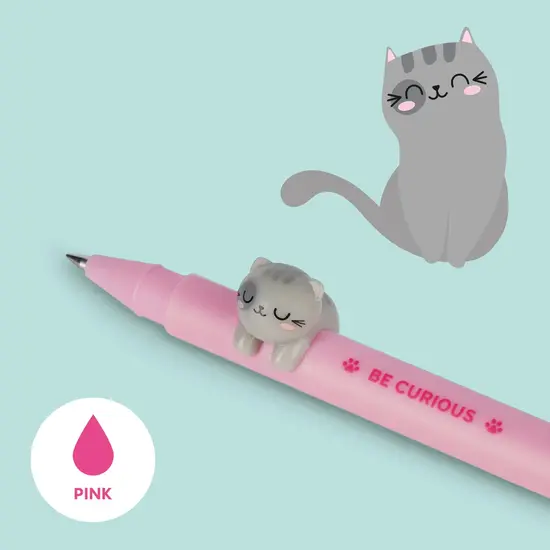 Legami Legami | Gelpen Met  "Be Curious" Kitty Animal Decoration - Lovely Friends