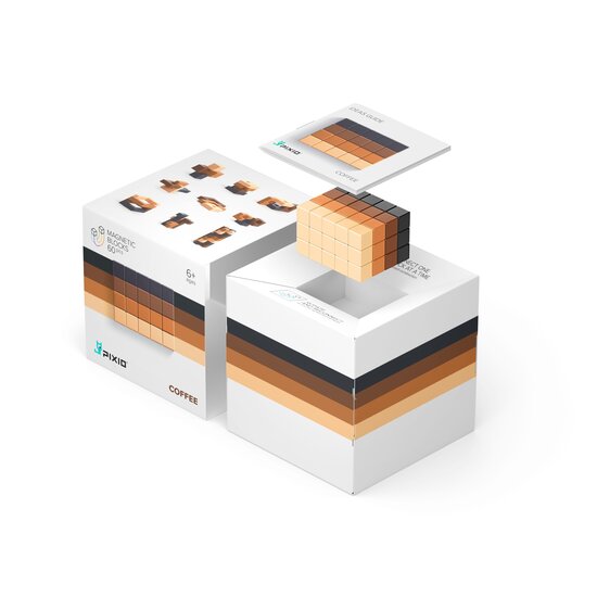 Pixio Pixio | Magnetische Blokken Abstract Series Coffee 60 Stuks