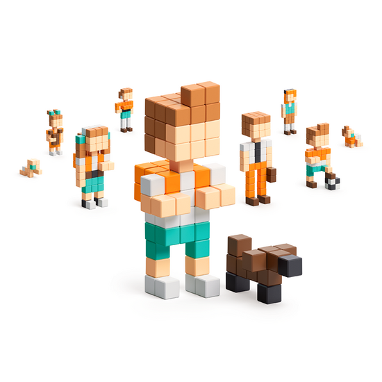 Pixio Pixio | Blocs magnétiques Story Series Happy Family, 88 pièces