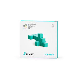 Pixio | Magnetbausteine Color Series Türkisfarbener Delfin, 14-teilig