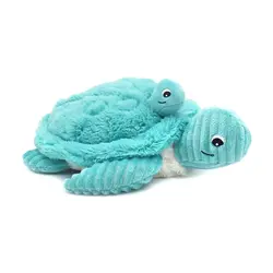 Les Déglingos | Les Ptipotos - Pluche Knuffel Sauvenou Schildpad Moeder En Haar Baby Aquablauw