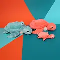 Les Déglingos | Les Ptipotos - Sauvenou Turtle Plush Toy Mother And Her Coral Baby