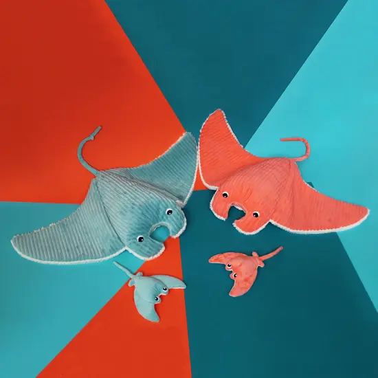 Les Déglingos | Les Ptipotos - Pluche Knuffel Mantalou De Mantarogmoeder En Haar Baby Aquablauw