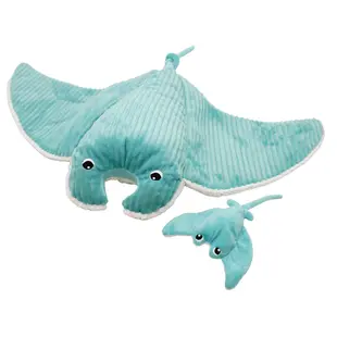 Les Déglingos | Les Ptipotos - Plush Mantalou The Manta Ray Mother And Baby Blue Aqua
