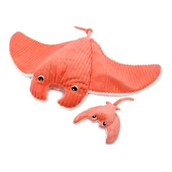 Les Déglingos | Les Ptipotos - Plush Mantalou The Manta Ray Mother And Baby Coral