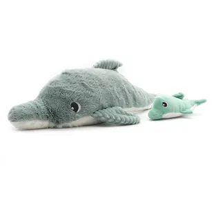 Les déglingos | Les Ptipotos - Pluche Knuffel Tofou De Dolfijn Moeder En Haar Mintgroene Baby