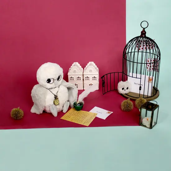 Les Déglingos | Les Ptipotos - Peluche « Coucou » : un couple de chouettes polaires, la maman et son bébé