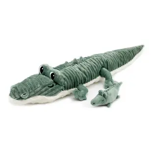 Les Déglingos | Les Ptipotos - Pluche Knuffel Croketou Groene Krokodil Moeder En Haar Baby