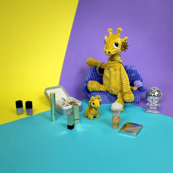 Les Déglingos | Les Ptipotos – Loncou: Gelbe Senf-Giraffe, Plüschtier: Mama und ihr Baby