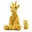 Les Déglingos | Les Ptipotos - Peluche girafe Loncou jaune moutarde : maman et son bébé