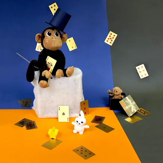 Les Déglingos | Les Ptipotos – Zazou: Braunes Schokoladen-Affen-Stofftier – Mama und ihr Baby