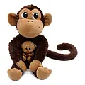 Les Déglingos | Les Ptipotos - Zazou Brown Chocolate Monkey Soft Toy Mum And Its Baby