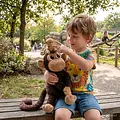 Les Déglingos | Les Ptipotos - Zazou Brown Chocolate Monkey Soft Toy Mum And Its Baby