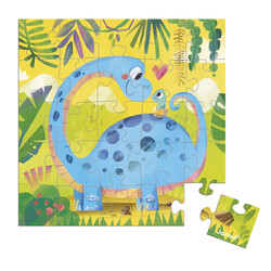 Janod | Dino Mum and Baby Birthday Puzzle Card